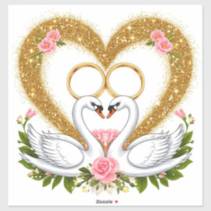 Swans Embracing in elegante künstlerische Anzeige Aufkleber