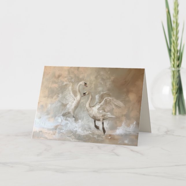 Swans - geklappte Grußkarte Dankeskarte (Vorderseite)