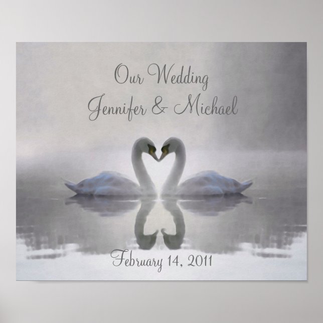 Swans in Liebe ~ Poster / Personalisierte Hochzeit (Vorne)