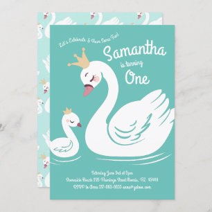 Swans Niedliches 1. Geburtstagsfest Party Einladung