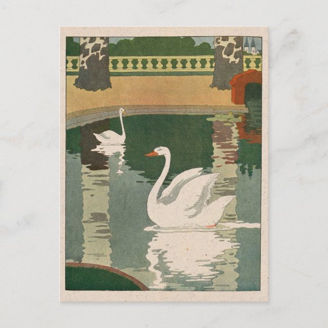 Swans on Castle Postkarte (Vorderseite)
