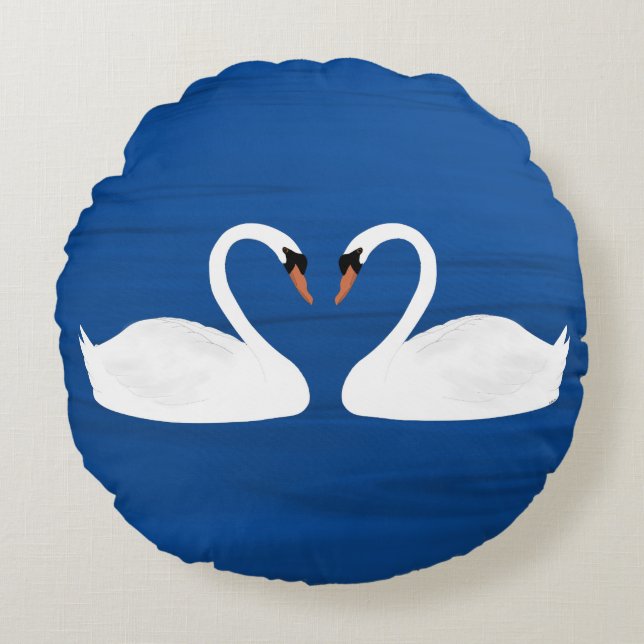 Swans Pillow Rundes Kissen (Vorderseite)
