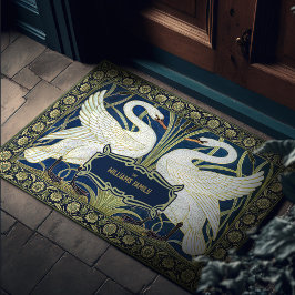 Swans Rush und Iris Art Deco Vintage Dekoration Fußmatte