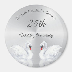 Swans Silver Brauch 25. Hochzeitstag Magnet