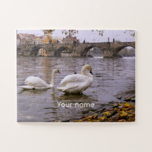Swans und Karlsbrücke in Prag Puzzle