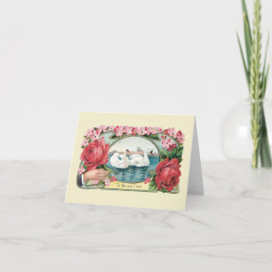 Swans und Rose Viktorianische leere Kundenkarte Feiertagskarte