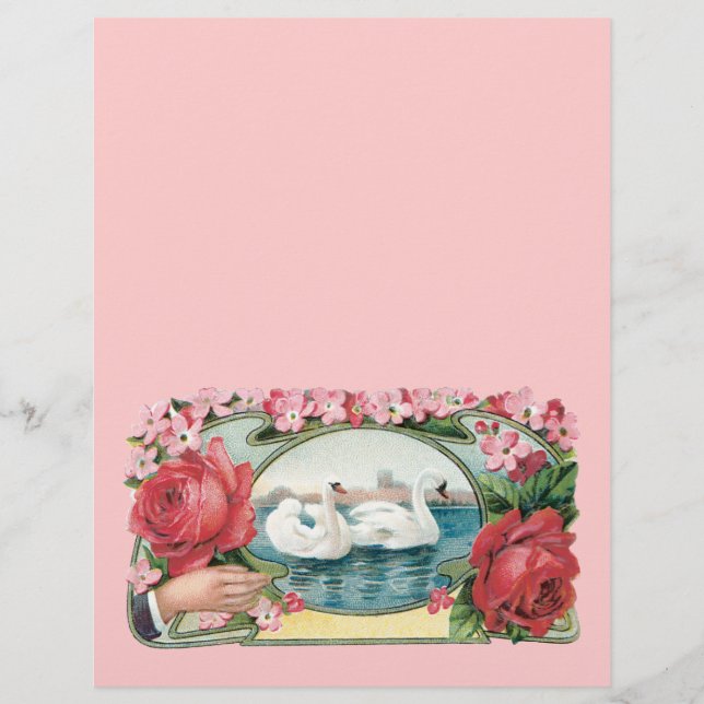 Swans und Rose Vintag Art Flyer (Vorne)