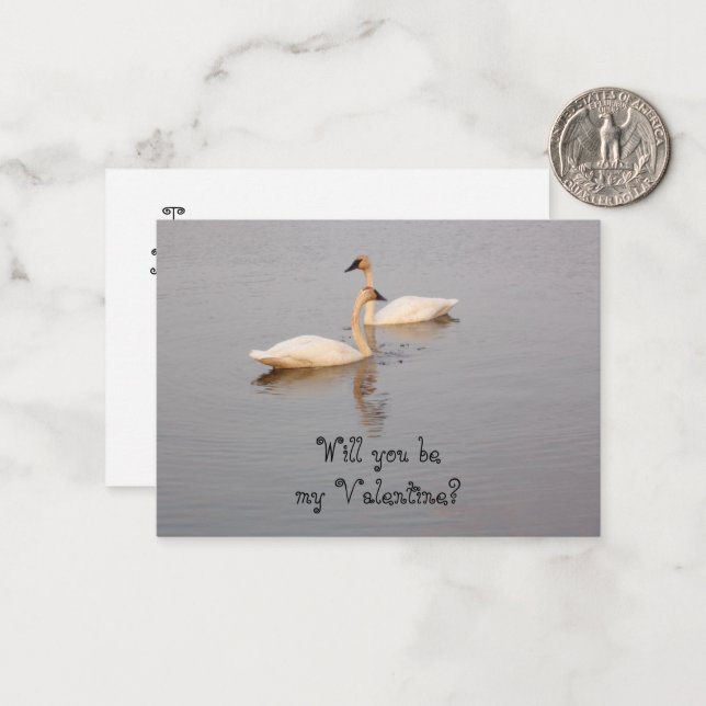Swans Valentine Cards Mitteilungskarte (Vorderseite/Rückseite Beispiel)
