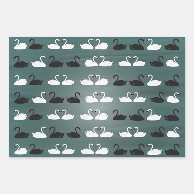 Swans Wrapping Paper Geschenkpapier Set (Vorderseite)