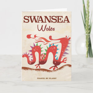Swansea Wales Drachenposter Feiertagskarte
