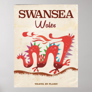 Swansea Wales Drachenposter Poster