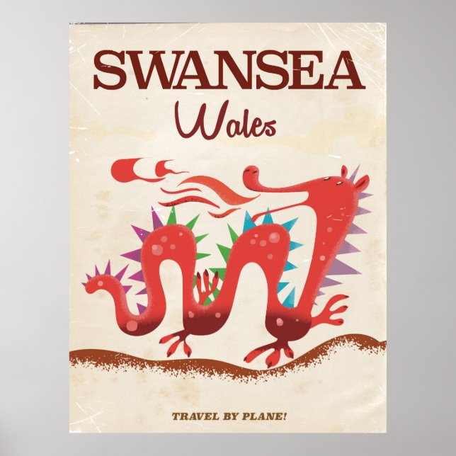 Swansea Wales Dragon Poster (Vorne)