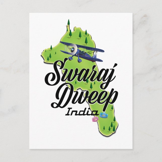Swaraj Dweep India Map Postkarte (Vorderseite)
