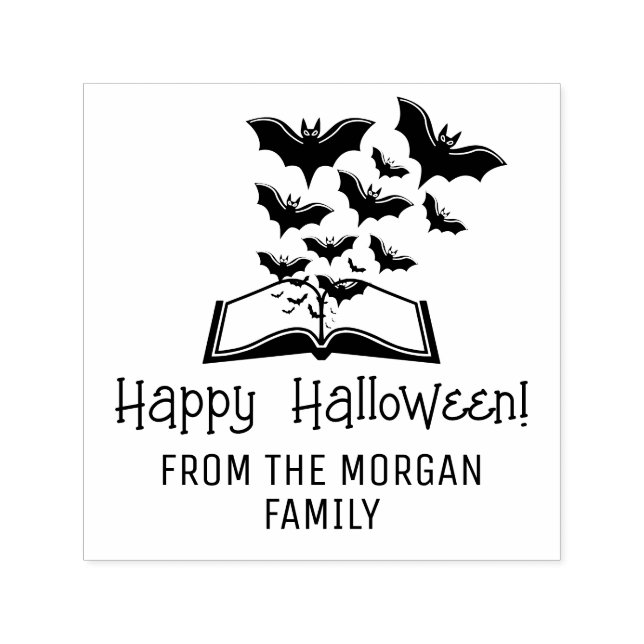 Swarming Bats Book Happy Halloween Wünsche Name Permastempel (Design)