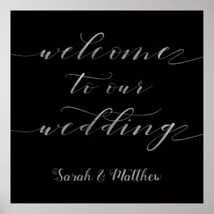 Swash Calligraphie Silver Willkommen bei unserer H Poster