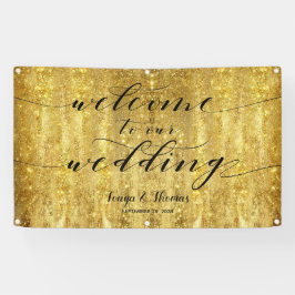 Swash Calligraphy Sparkling Gold Begrüßung Banner