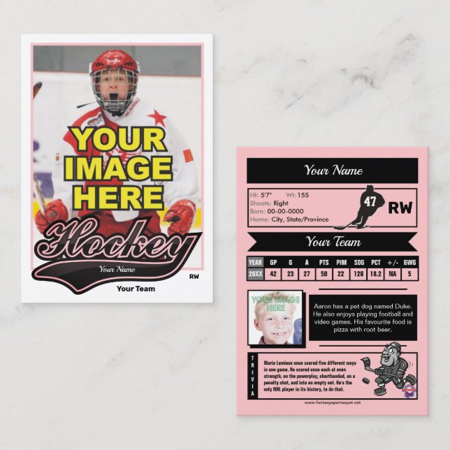 Swash Hockey Trading Card - Custom Stats Telefonnummerkarte (Vorne/Hinten)