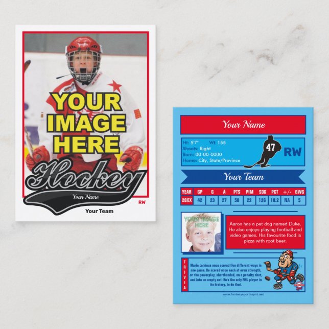 Swash Hockey Trading Card - Custom Stats Telefonnummerkarte (Vorne/Hinten)