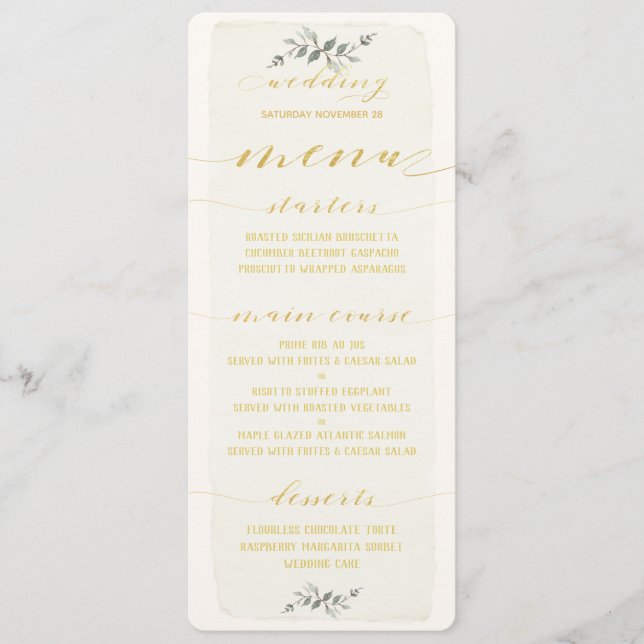 Swash Schriftart Gold Kalligrafie Schreiben rustik Menükarte (Vorderseite)