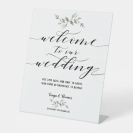 Swash Schriftart Kalligraphie Willkommen bei unser Sockelschild