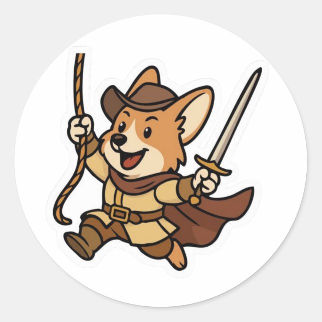 Swashbuckler Corgi - Schwert & Sticker (Vorderseite)