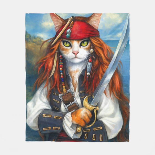Swashbuckler Pirate Cat | Fantasy Character Art Fleecedecke (Vorderseite)