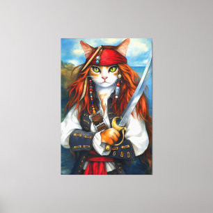 Swashbuckler Pirate Cat Fantasy Character Art Leinwanddruck