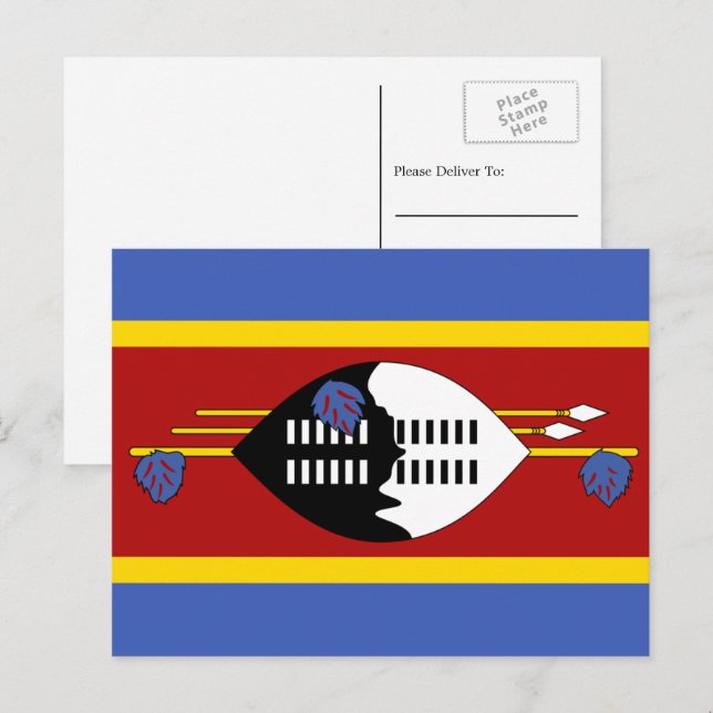 Swasifahne, Flagge von Eswatini Postkarte (Vorne/Hinten)