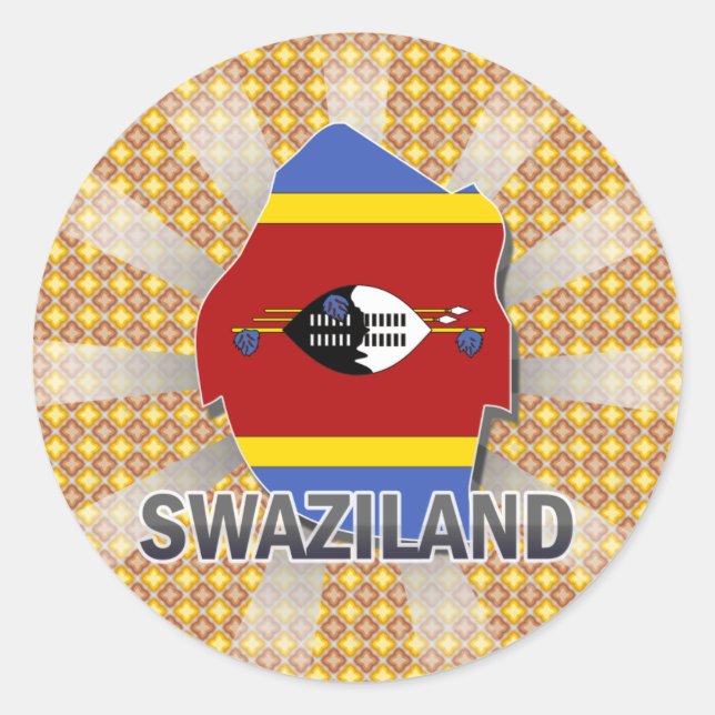 Swasiland Flag Map 2.0 Runder Aufkleber (Vorderseite)