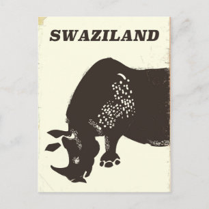 Swasiland-Nashorn im Vintage-Reisestil-Poster Postkarte