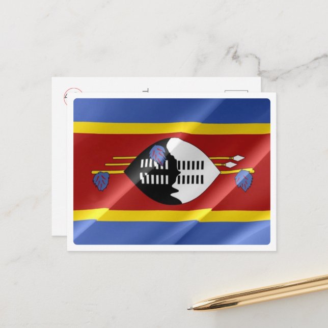 Swasiland - Waving Flag - Postkarte (Vorderseite/Rückseite Beispiel)