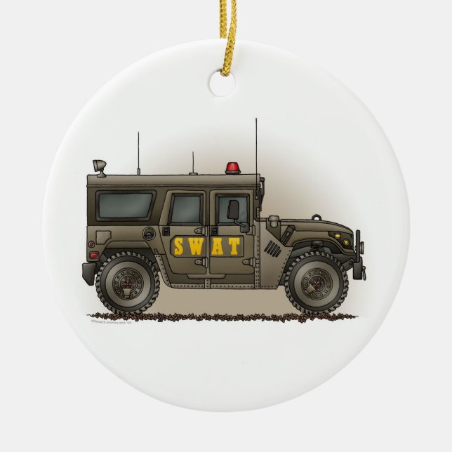 SWAT-Team-Hummer-Polizeiwagen-Verzierung Keramik Ornament (Vorne)
