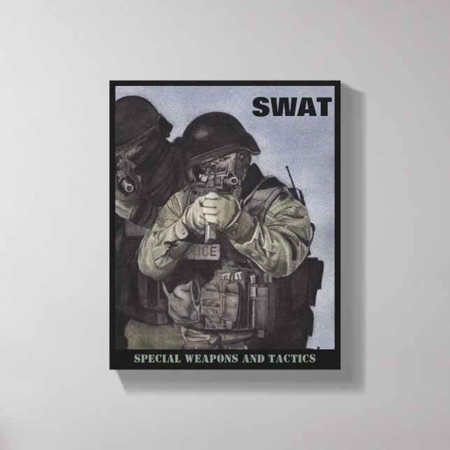 SWAT Team Police Print Original Watercolor Miranda Leinwanddruck (Vorderseite)