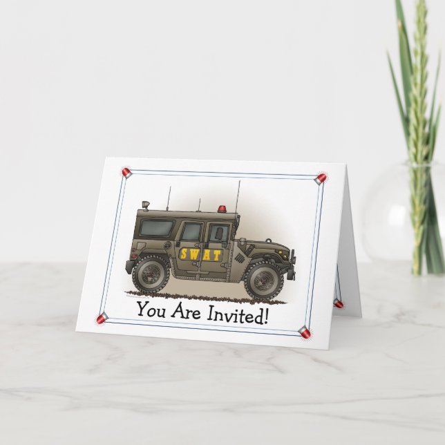SWAT Teamhummer-Party Einladung (Vorderseite)