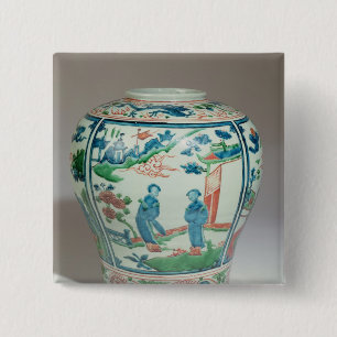 Swatow vielfarbiges eiförmiges Glas, Ende des 16. Button