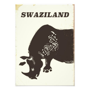 Swaziland Rhino Vintages Reiseposter Fotodruck