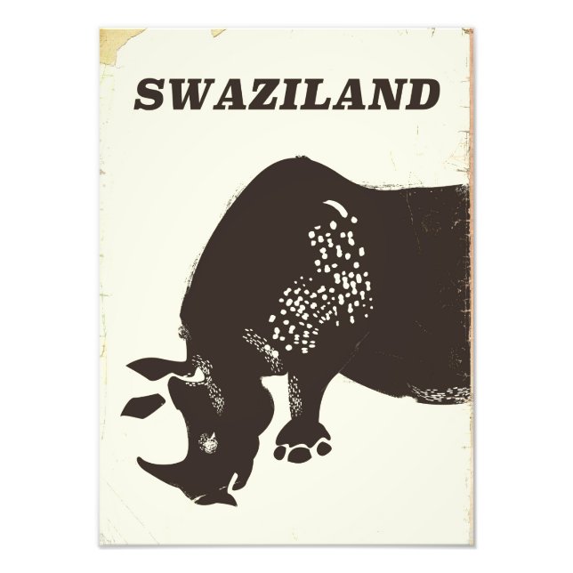 Swaziland Rhino Vintages Reiseposter Fotodruck (Vorne)