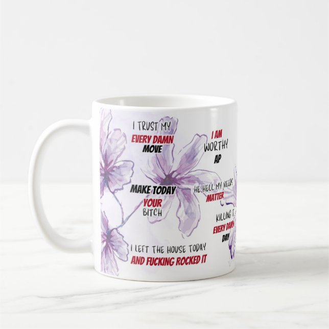 Swear Affirmation Watercolor Floral Kaffeetasse (Links)