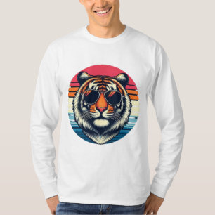 Sweat an Kapuche Tigre Vintage bei Sonnenuntergang T-Shirt