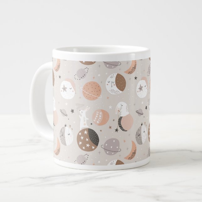 Sweat Dream Bunnies im Weltraummuster Jumbo-Tasse (Vorderseite Links)