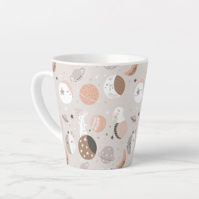 Sweat Dream Bunnies im Weltraummuster Milchtasse (Linke Ecke)