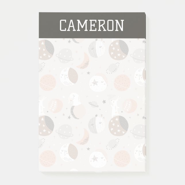 Sweat Dream Bunnies im Weltraummuster Post-it Klebezettel (Vorderseite)