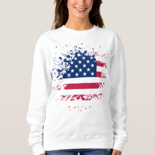 Sweat Frau Blanc Basic die USA Flag Sweatshirt
