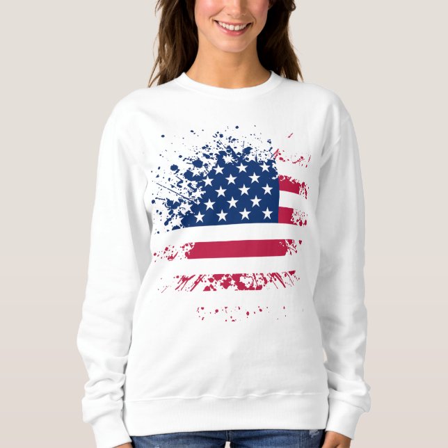 Sweat Frau Blanc Basic die USA Flag Sweatshirt (Vorderseite)