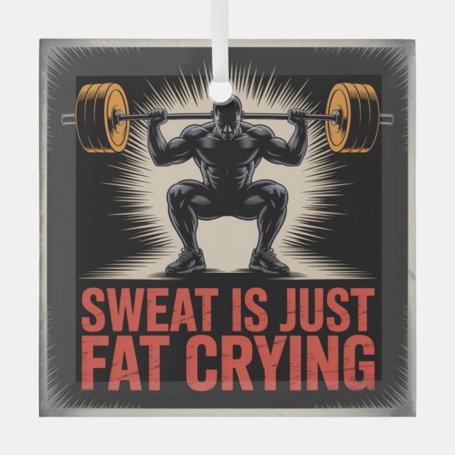 Sweat Is Just Fat Crying Ornament Aus Glas (Vorderseite)