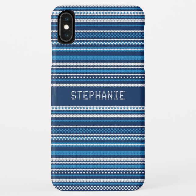 Sweater Blue Strip Weihnachten Personalisiert Case-Mate iPhone Hülle (Rückseite)