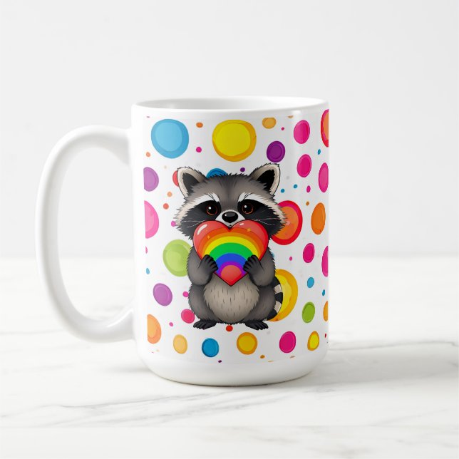 Sweater Personalisierter Raccoon mit Regenbogenher Kaffeetasse (Links)