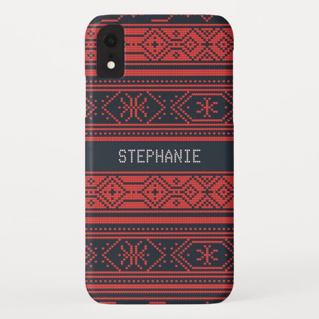 Sweater Red Black Pattern Weihnachten Personalisie Case-Mate iPhone Hülle (Rückseite)