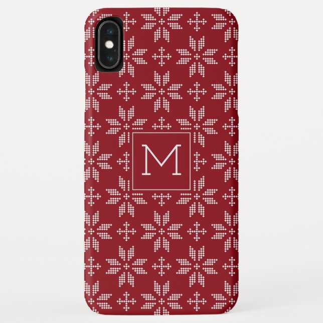 Sweater Red White FairIsle Christmas Monogram Case-Mate iPhone Hülle (Rückseite)