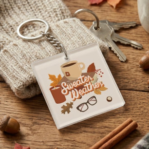 Sweater Weather Fall Design Gemütliche Herbst Ästh Schlüsselanhänger